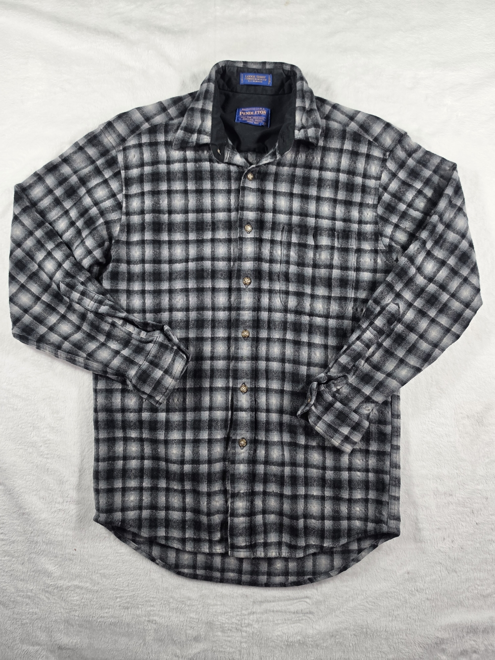 Pendleton Men's Black & Gray Plaid Flannel Shirt Wool